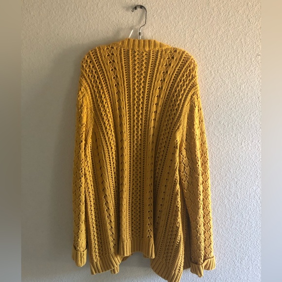 Coldwater Creek 2X Mustard Chunky-Knit Cardigan - Picture 2 of 3